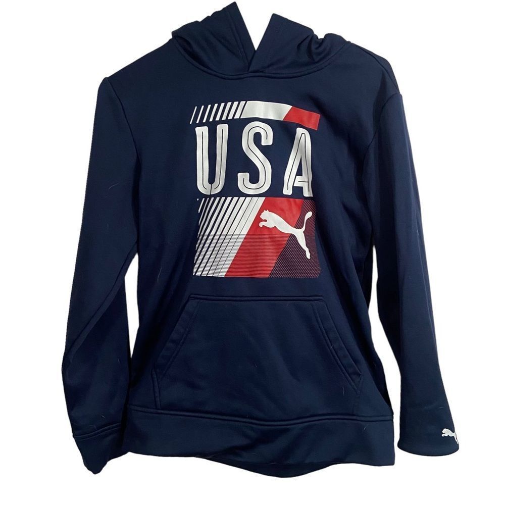 Puma USA Graphic Athletic Pullover Hoodie Sweatshirt